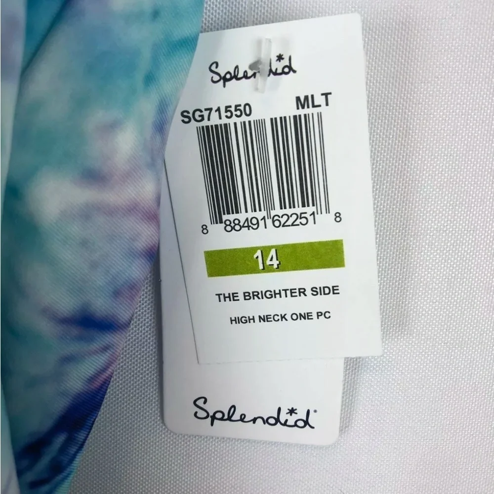 Splendid Girl’s High Neck Tie Dye One Piece Swimsuit Size 14
